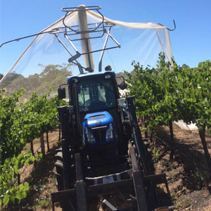 Tractor used for bird netting installation